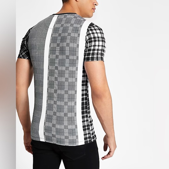 River Island Mens Black Maison Riviera Print Muscle Fit T-Shirt - Picture 3 of 5